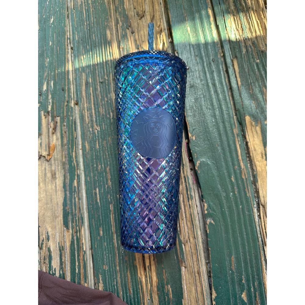 Starbucks Blue Purple Iridescent Studded Venti Cold Cup Tumbler 24oz SKU